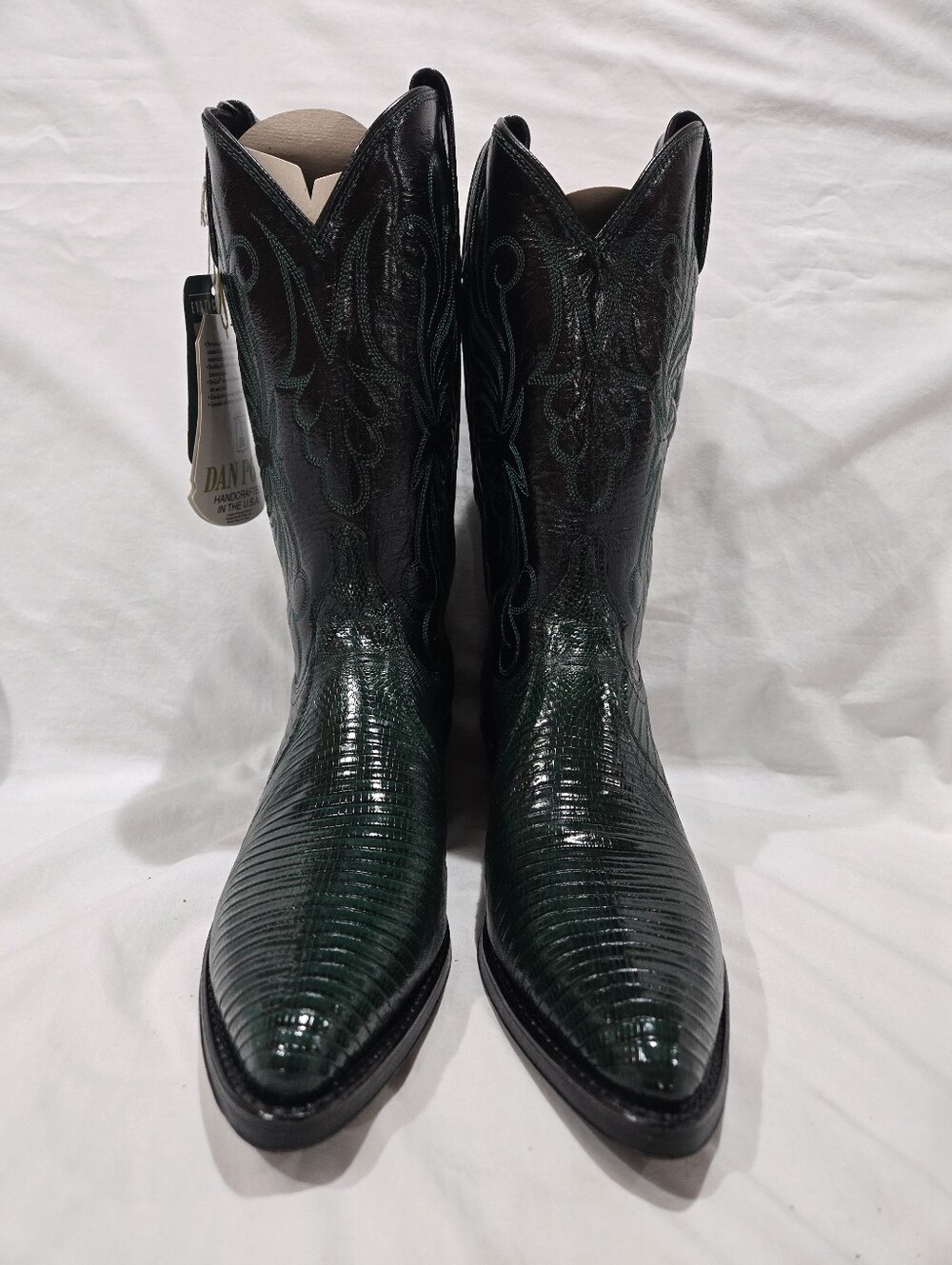 Vintage Women's Teju Lizard Green and Black Western Cowboy Boots
